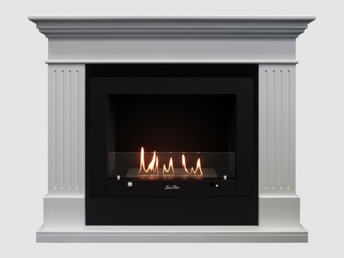 Каминный портал МДФ "Турин 1280" с биокамином Lux Fire "Фаер Бокс 3-30" (белый)