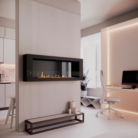 Биокамин SteelHeat WALL LONG 1500 черный, стемалит по цене 72 030 руб.